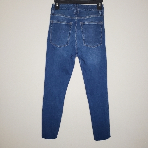 Good American Good Waist Crop Blue High Rise Distressed Skinny Jeans - Picture 7 of 11